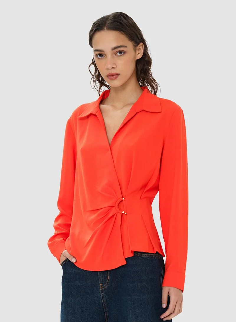 فرنش كونكشن Thelma Long Sleeve Wrap Over Shirt